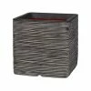 30cm Capi Nature Cube Ribbed Planter - Black