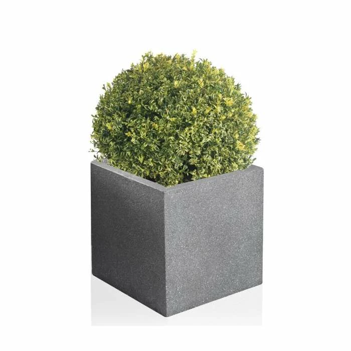 W30cm Fibrecotta Kadamus Cube Pot in Dark Grey Meteor Texture - Image 6
