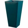 H48cm Zinc Galvanised Teal Flared Square Planter - By Primrose™