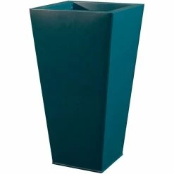H48cm Zinc Galvanised Teal Flared Square Planter - By Primrose™