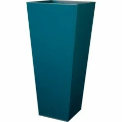 H116cm Zinc Galvanised Teal Flared Square Planter - By Primrose™