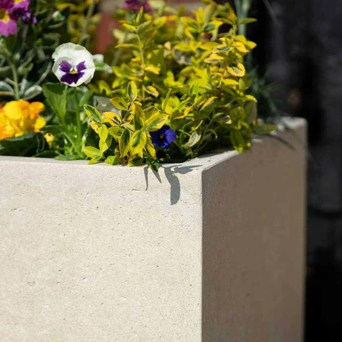 Cube 40cm Handmade Fiberstone Planter in Cream - Exclusive to Primrose - Image 2