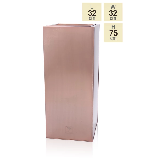 H75cm Zinc Galvanised Tall Copper Cube Planter With Insert - By Primrose™ - Image 5