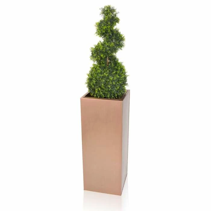 H50cm Zinc Galvanised Tall Cube Planters in Copper - By Primrose™ - Image 3