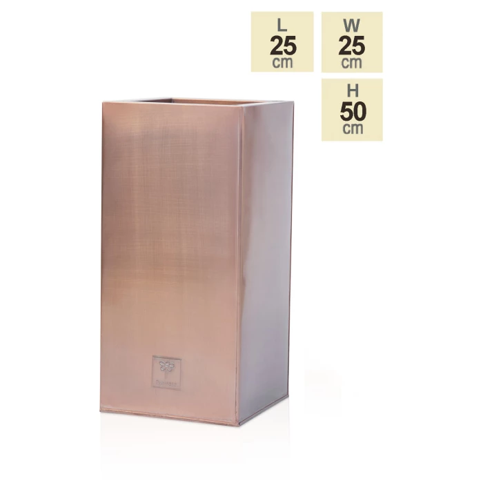 H50cm Zinc Galvanised Tall Cube Planters in Copper - By Primrose™ - Image 5