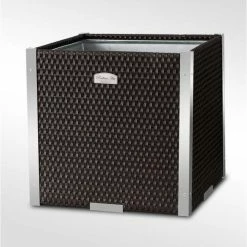 46cm Polyrattan Cube Planter with Polished Aluminium Edge available in 8 colours - Grey