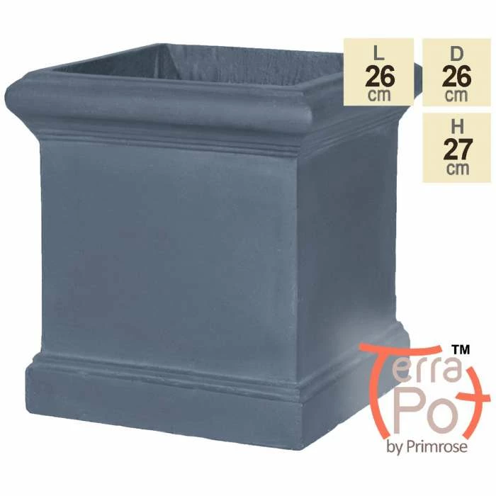 H27cm Blenheim Lead Effect Cube Pot - By Terra Pot™