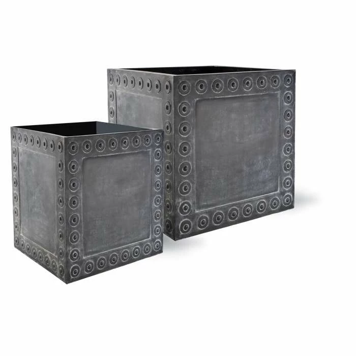61cm Cromwell Cube Planter in Antique Faux Lead - Medium