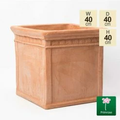 H40cm Medium Light Terracotta Medium Cube Planter