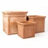 Light Terracotta Cube Planters - Mixed Set of 3 - H30/40/50cm
