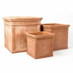 Light Terracotta Cube Planters - Mixed Set of 3 - H30/40/50cm