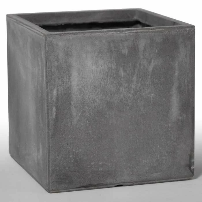 23cm Fibrecotta Small Cement Finish Cube Pot - Image 2