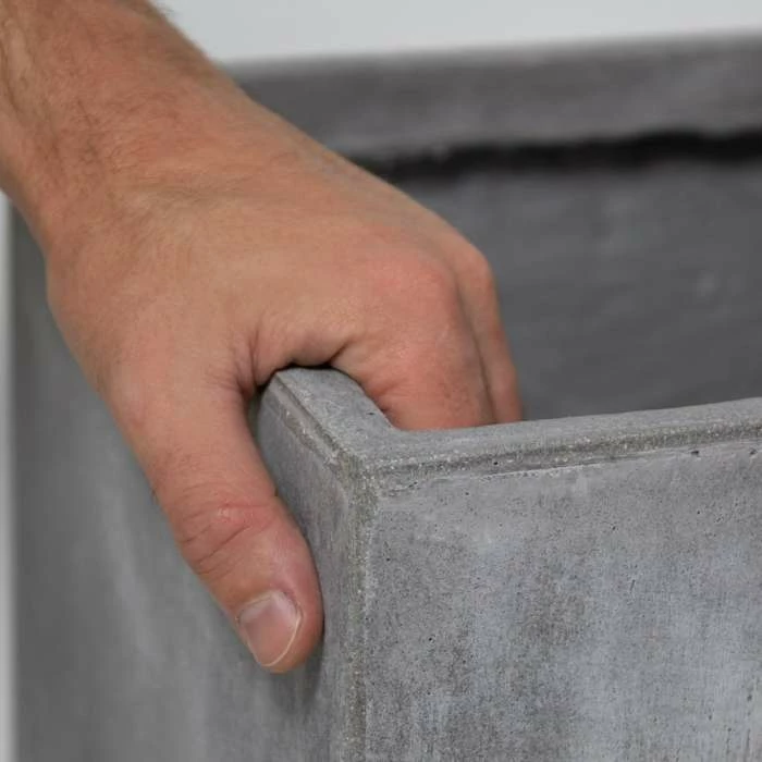 23cm Fibrecotta Small Cement Finish Cube Pot - Image 4