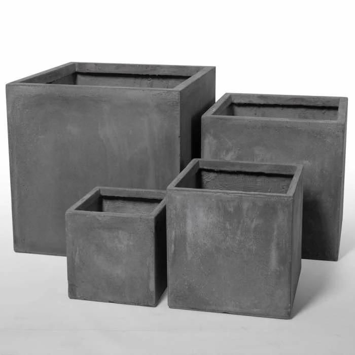 50cm Fibrecotta XL Cement Finish Cube Planter - Image 7