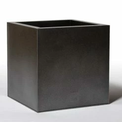 50cm Cube Zinc Silver & Black Textured Dipped Galvanised Planter