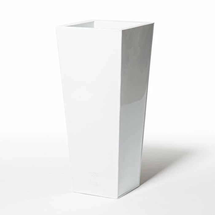90cm Flared Square Zinc White Gloss Dipped Galvanised Plante
