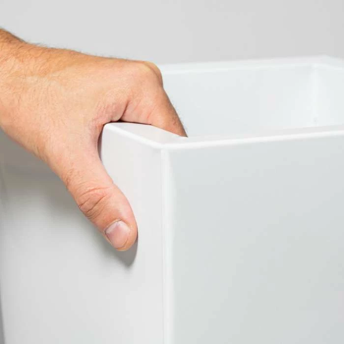 90cm Flared Square Zinc White Gloss Dipped Galvanised Plante - Image 2