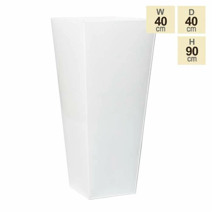 90cm Flared Square Zinc White Gloss Dipped Galvanised Plante - Image 5