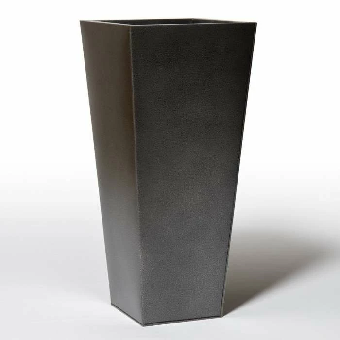90cm Flared Square Zinc Silver & Black Textured Dipped Galvanised Planter