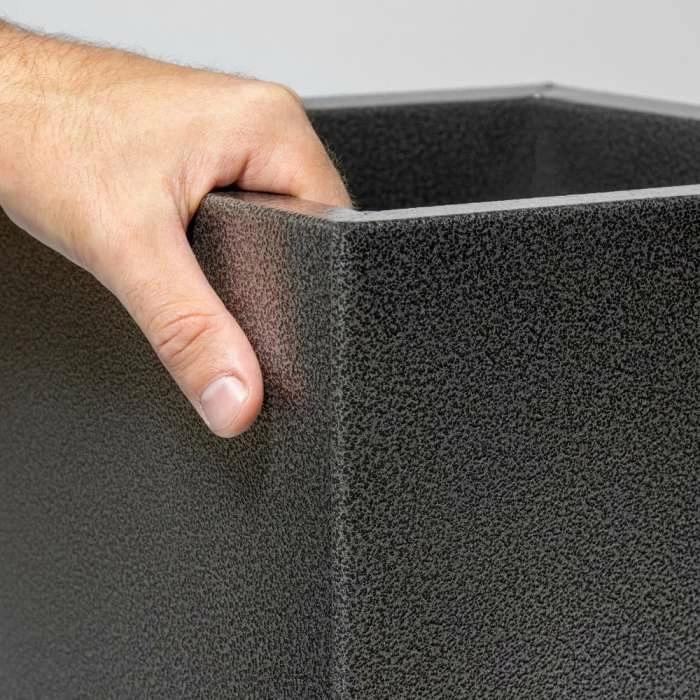 90cm Flared Square Zinc Silver & Black Textured Dipped Galvanised Planter - Image 2