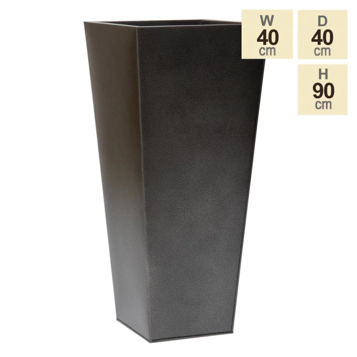 90cm Flared Square Zinc Silver & Black Textured Dipped Galvanised Planter - Image 5