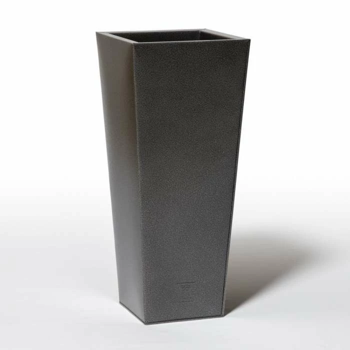 70cm Flared Square Zinc Silver & Black Textured Dipped Galvanised Planter - Image 3