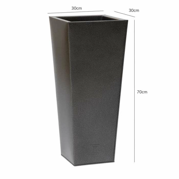 70cm Flared Square Zinc Silver & Black Textured Dipped Galvanised Planter - Image 4