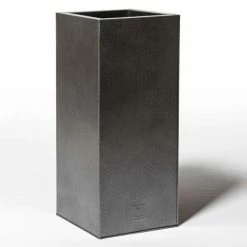 75cm Tall Cube Zinc Silver & Black Textured Dipped Galvanised Planter