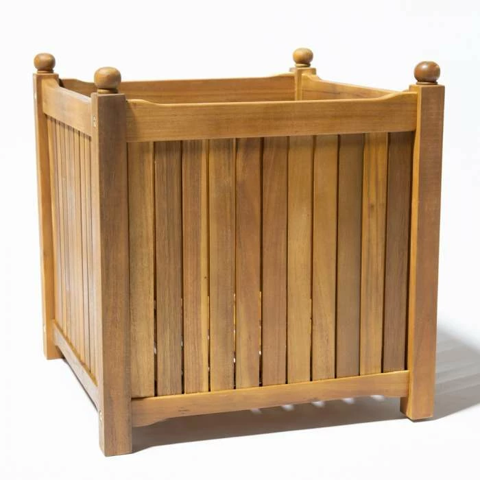 30cm Cube Hardwood Planter - Image 3