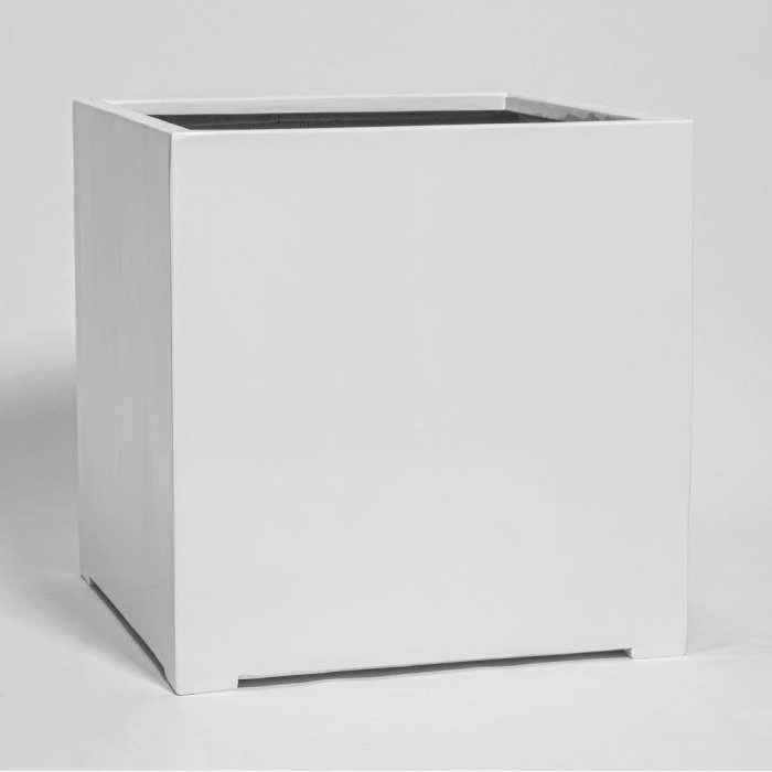70cm White Gloss Polystone Cube Planter - Image 3