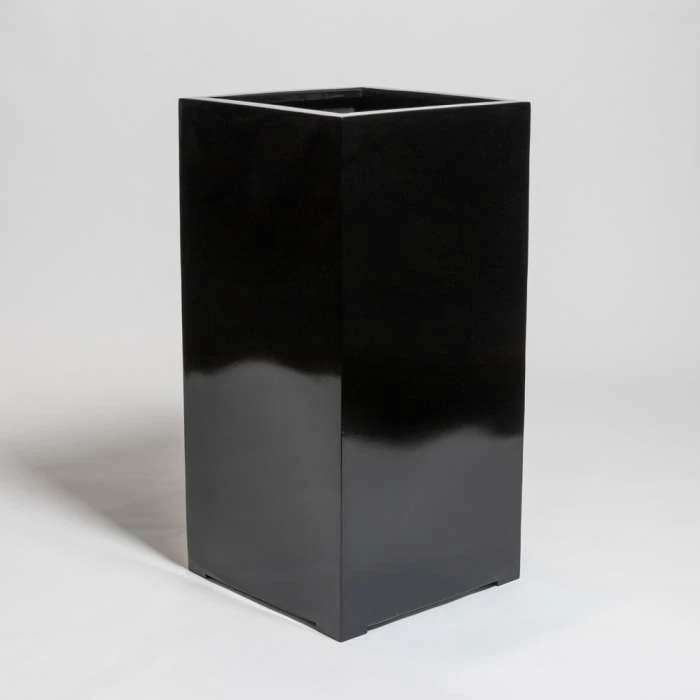 80cm Black Gloss Polystone Tall Cubic Planter - Image 3