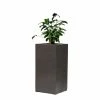 80cm Metallic Grey Polystone Tall Cubic Planter