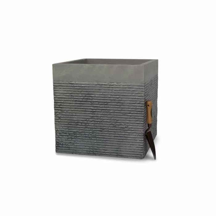 H50cm Extra Large Light Grey Fibrecotta Brick Design Cube Planter - By Primrose™ - Image 3