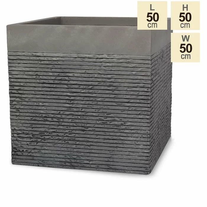 H50cm Extra Large Light Grey Fibrecotta Brick Design Cube Planter - By Primrose™ - Image 5