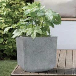 H43cm Volcanic Grey Square Planter - By Primrose™