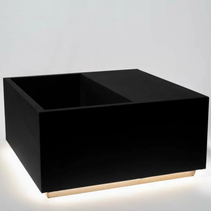 92cm Black Fibrecotta Square Planter with LED Lights - Image 4