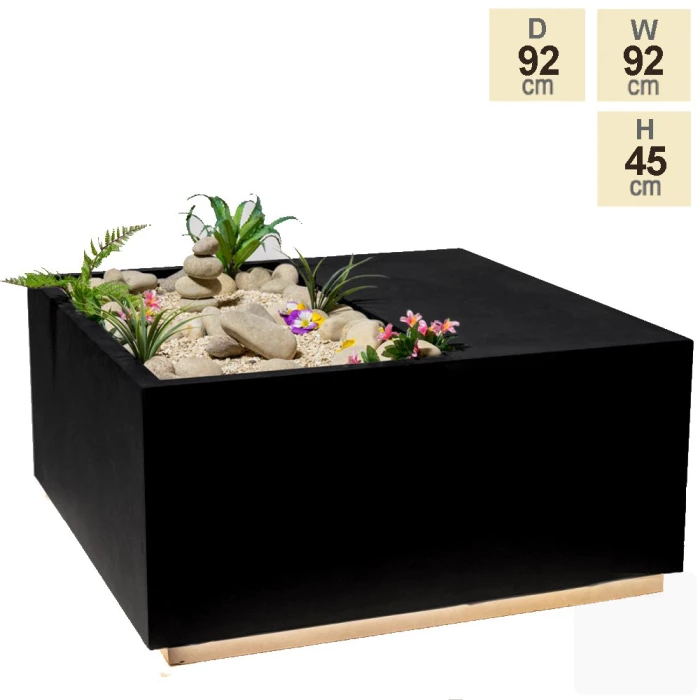 92cm Black Fibrecotta Square Planter with LED Lights - Image 5