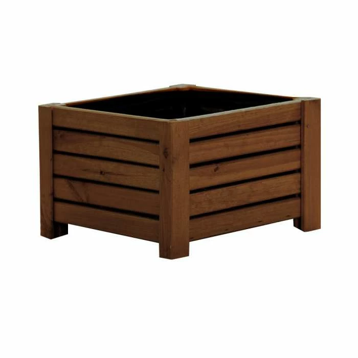 38cm Brown Wooden Cube Patio Planter - Image 5