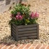 38cm Grey Wooden Cube Patio Planter