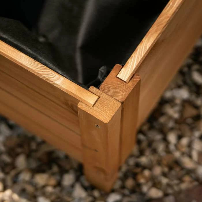 38cm Natural Wooden Cube Patio Planter - Image 3