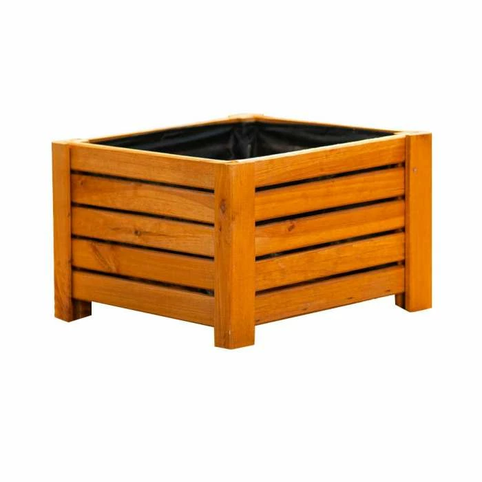 38cm Natural Wooden Cube Patio Planter - Image 5