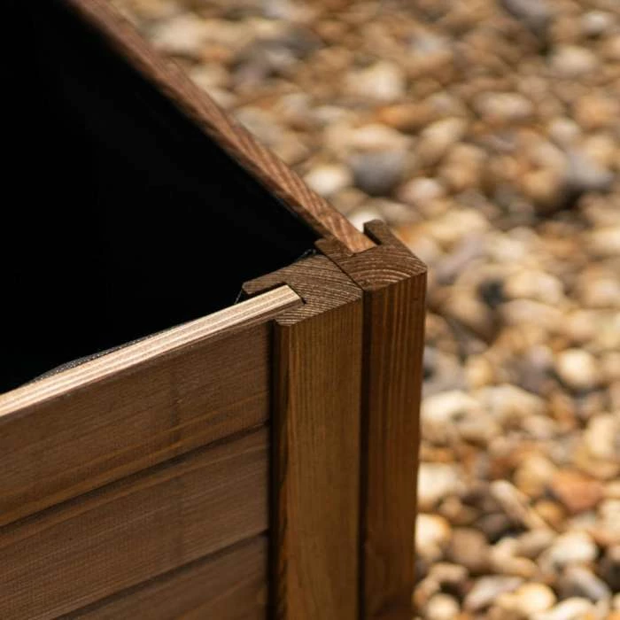 40cm Brown Wooden Cube Patio Planter - Image 3