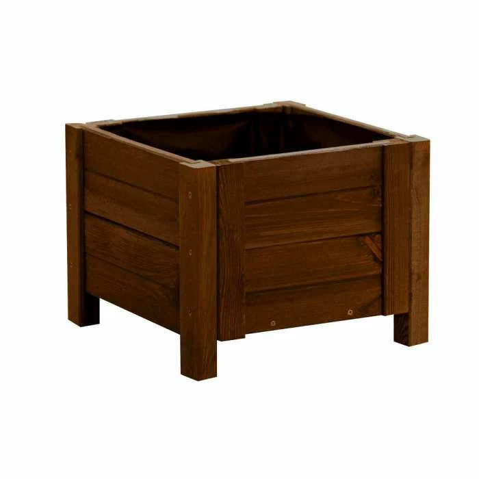 40cm Brown Wooden Cube Patio Planter - Image 5