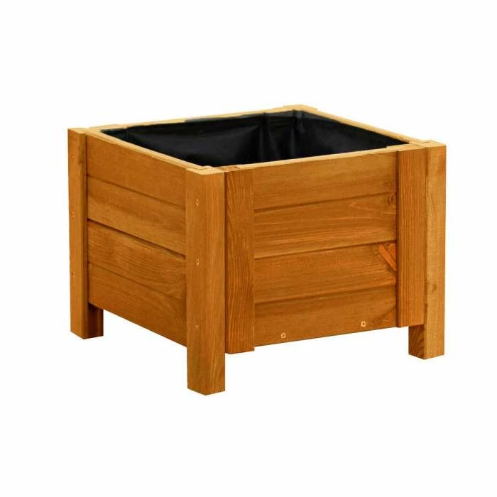 40cm Natural Wooden Cube Patio Planter - Image 5