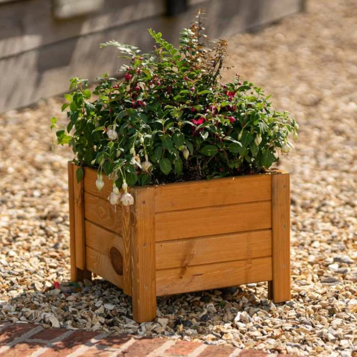 40cm Natural Wooden Cube Patio Planter